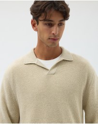 AERE - Wool Blend Chunky Knit Polo