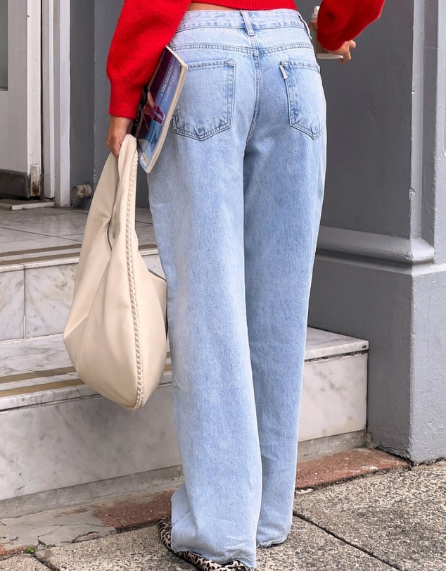 Beginning Boutique - She's Yours Light Wash Denim Wide Leg Boyfriend Jeans