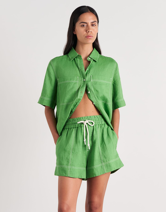 Jag - Gigi Linen Relaxed Short Sleeve Shirt
