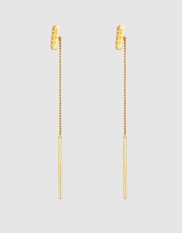 Elli Jewelry - Pull-Through Zirconia Drop Earrings in Gold-Plated 925 Silver