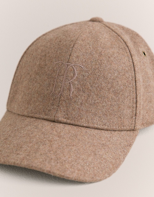 Trenery - Leo Wool Blend Monogram Cap in Sierra