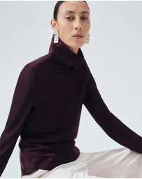 M.N.G - High Collar Satin Blouse