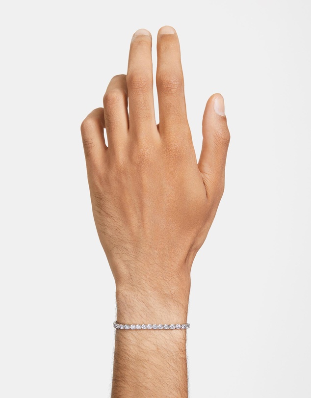 Swarovski - Matrix Tennis bracelet, Round cut, White, Rhodium plated
