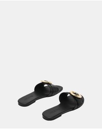 Steve Madden - Marta Black Leather Sandals