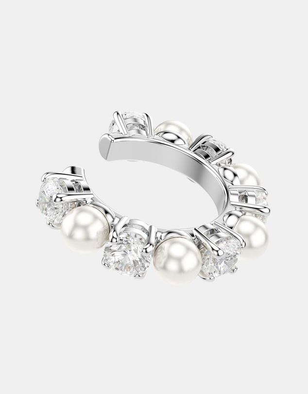 Swarovski - Matrix Ear Cuff, Set (3), Crystal Pearl, Round Cut, White, Rhodium-Plated
