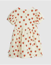 Mini Rodini - Outlined Hearts AOP Short Sleeve Dress - Kids-Teens
