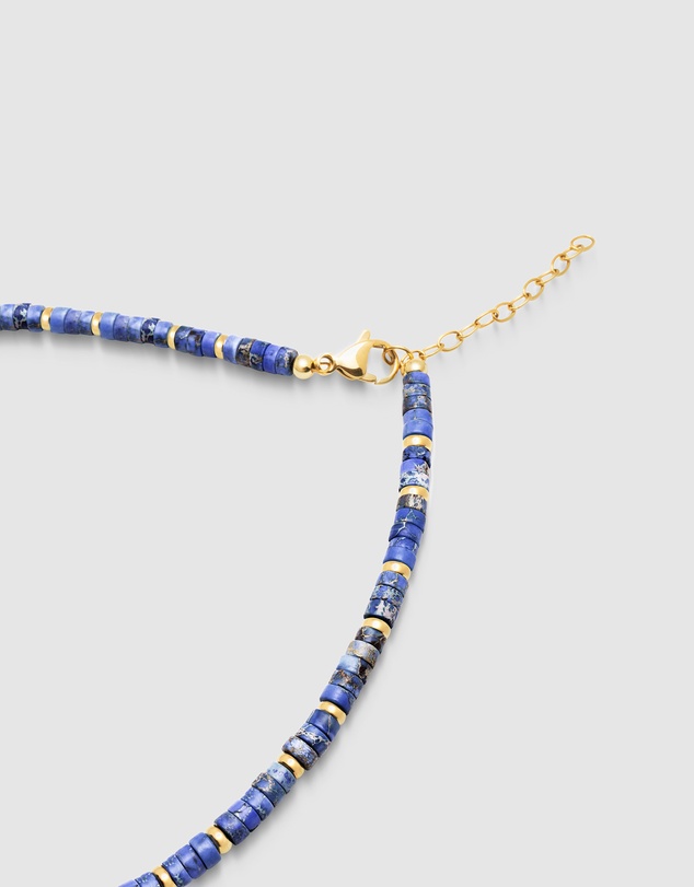 Nialaya Jewellery - Heishi Blue Lapis Choker with Gold