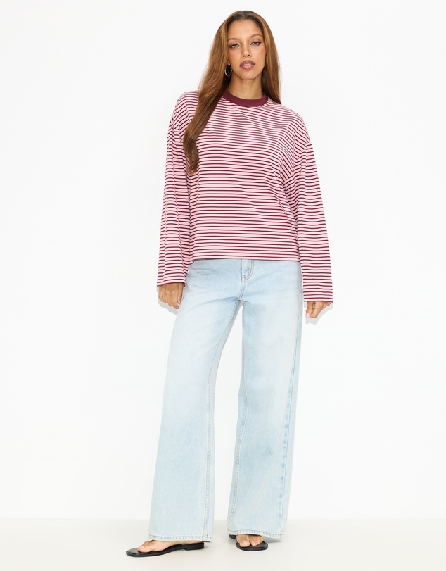 Dazie - Nostalgia Stripe Oversized LS Tee