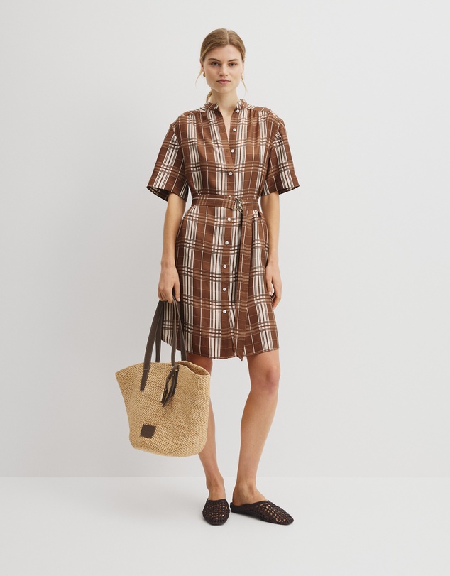 Country Road - Check Washable Silk Shirt Dress