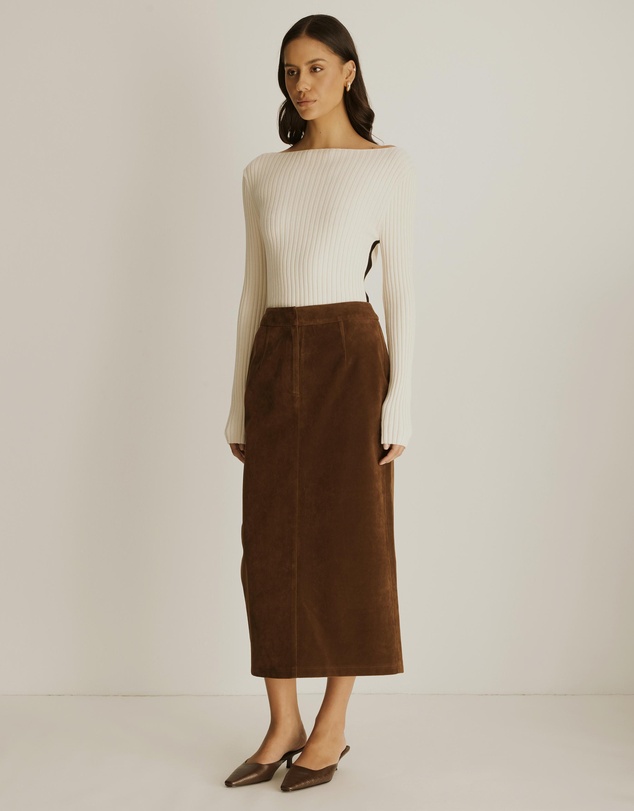 Atmos&Here - Lily Suede Midi Skirt
