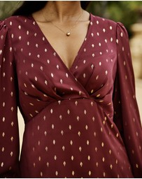 Sosandar - Metallic Spot Print Satin Top
