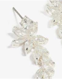 Lovisa - Silver Plated Cubic Zirconia Medium Flower Vine Drop Earrings
