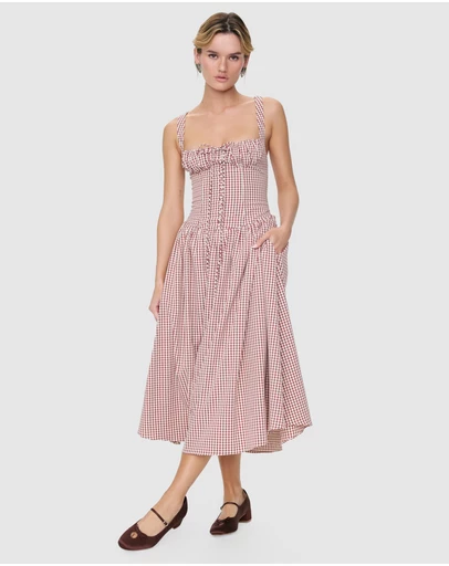 For Love & Lemons - Annie Gingham Midi Dress