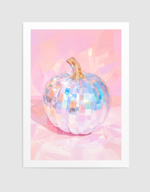 Olive et Oriel - Iridescent Disco Ball Pumpkin by Melloi Art Prints Art Print
