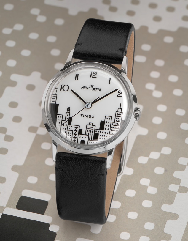 TIMEX - Timex x The New Yorker Marlin® Hand Wind 34mm Leather Strap Watch