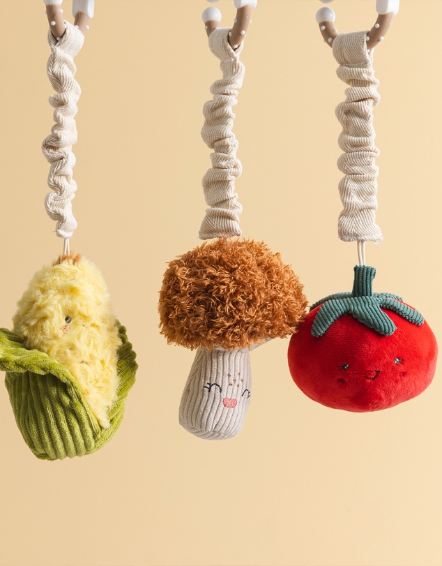 Living Textiles - 2 Pack Mini Market Brunch Stroller Toys - Broccoli & Tomato