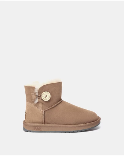 EVERAU - Australian Shepherd Ugg Mini Button Sheepskin Upper UGG Boots