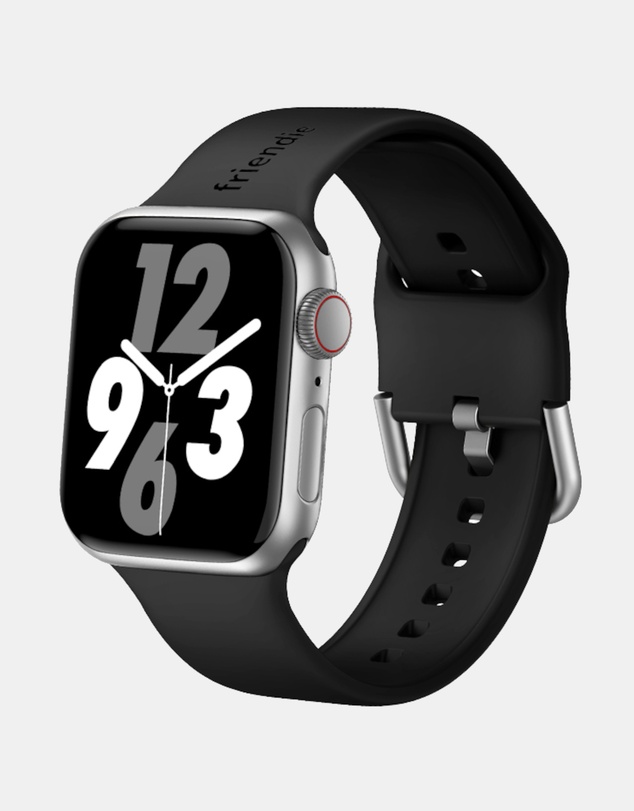 Friendie - Silicone Band with Modern Silver Buckle – The Byron – Apple Compatible