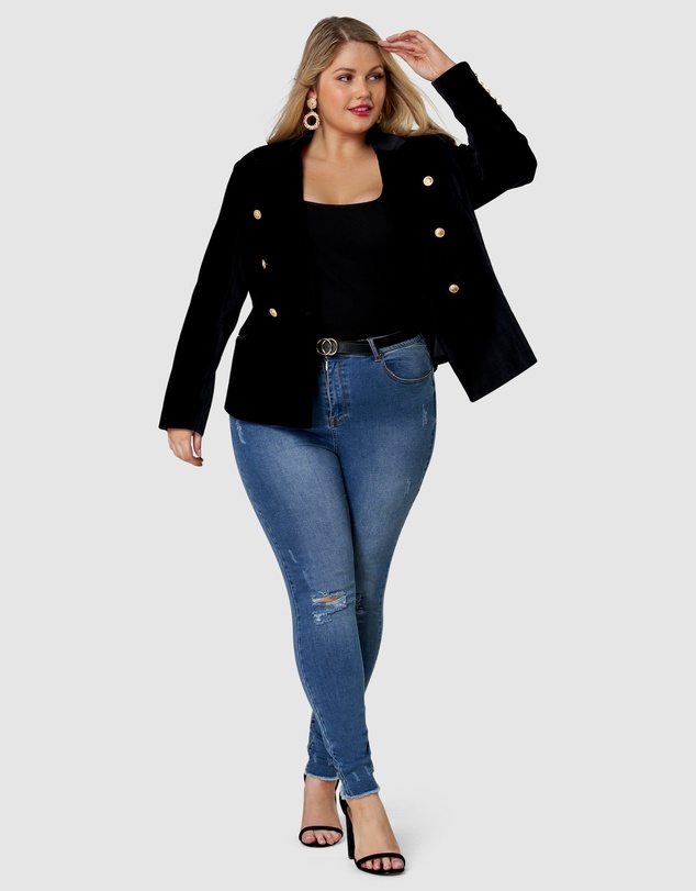 Pink Dusk by Curve Project - Take  A Vow Velvet Blazer