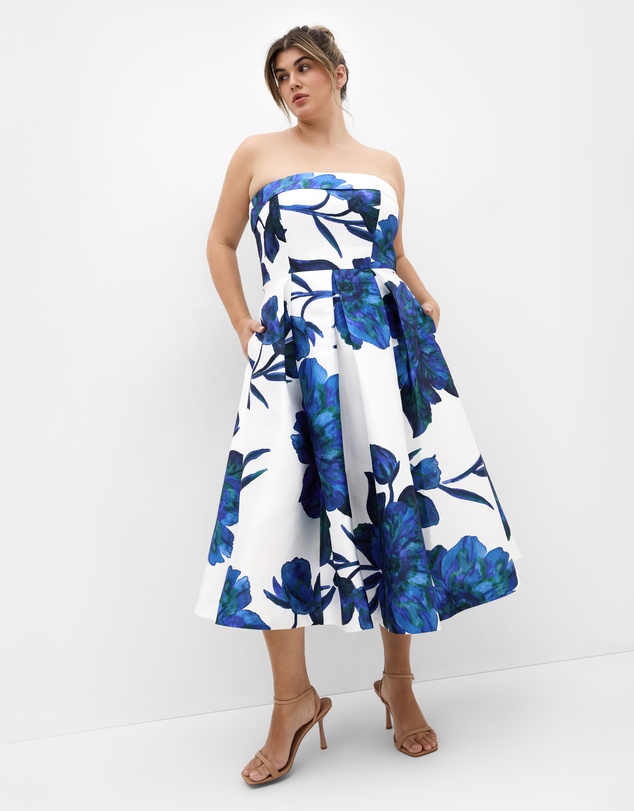 City Chic - Tiffany Bloom Strapless Midi Dress
