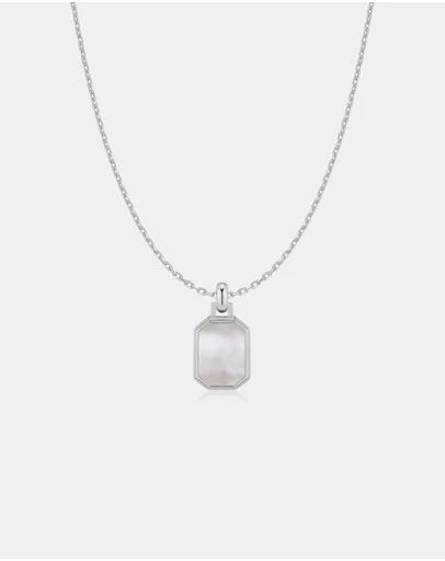 Ania Haie - Ania Haie Silver Square Mother-of-Pearl Necklace