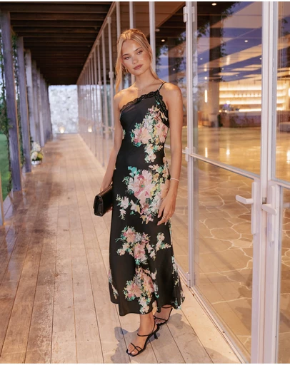 Petal & Pup - Anika Maxi Dress - Black Floral