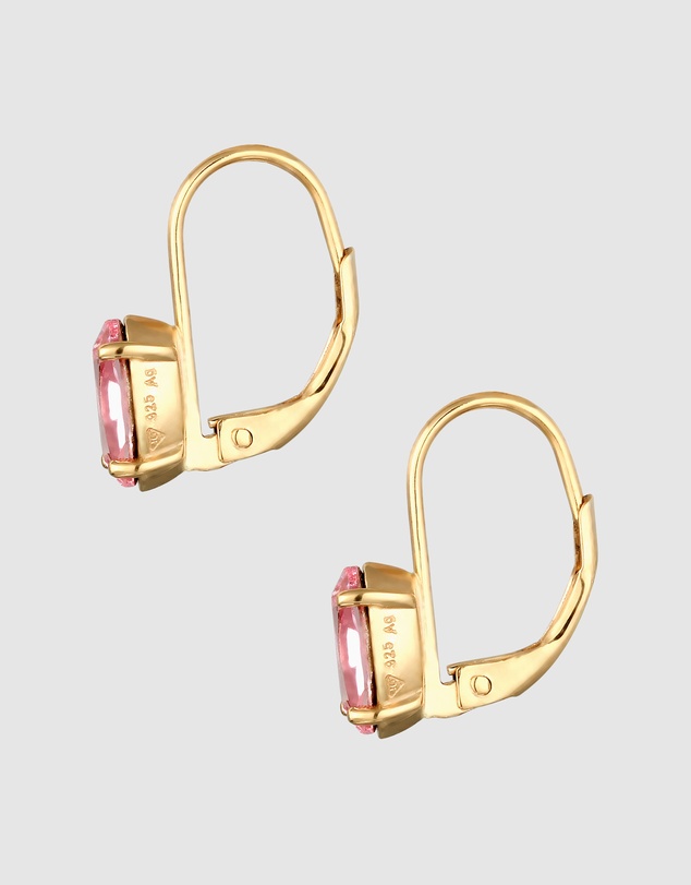 Elli Jewelry - Crystal Oval Drop Earrings in Gold-Plated 925 Silver