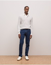 Trenery - Tailored Fit Cotton Monogram Oxford Shirt in White
