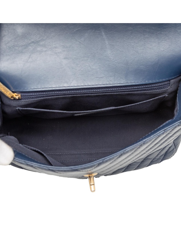 Pre-Loved by Azura Reborn - Pre-Loved CC Chevron Aged Calfskin Top Handle Flap