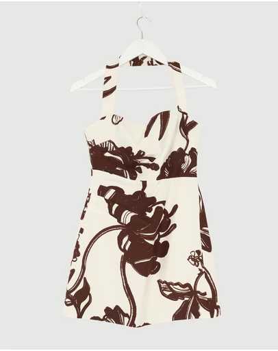 Revibe - Repaired Shona Joy Emmett Halter Draped Mini Dress - AU 8
