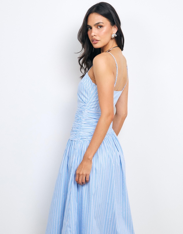 AERE - Teya Cotton Stripe Midi Dress