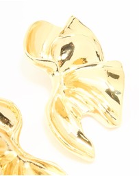 Lovisa - Gold Plated Textured Flower Fan Earrings