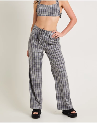 Subtitled - Dion Check Relaxed Belt Pants