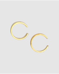 Elli Jewelry - Earrings Earcuff Set Hammered Classic in 925 Sterling Silver Gold Plated