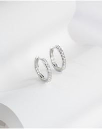 Wanderlust + Co - Classic Pave Silver 10mm Huggie Earrings