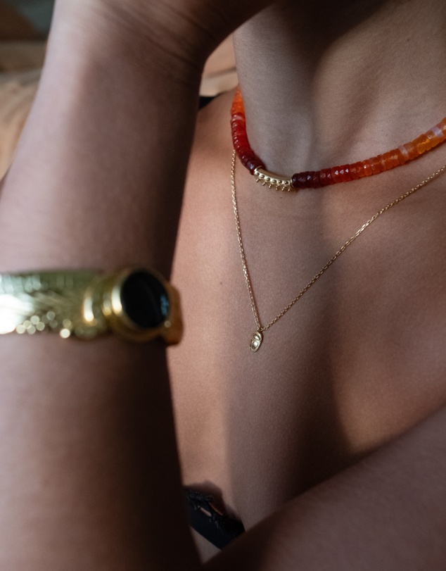 KYOTI - Beaded Carnelian Relic Necklace