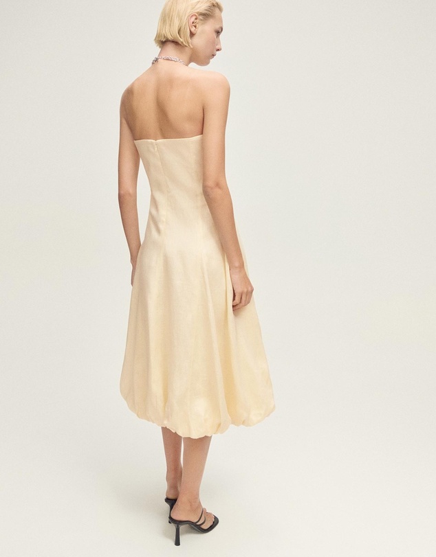 M.N.G - Alberta Linen Dress With Puffed Hem