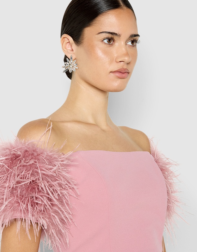 Montique - Enora Feather Trim Cocktail Dress