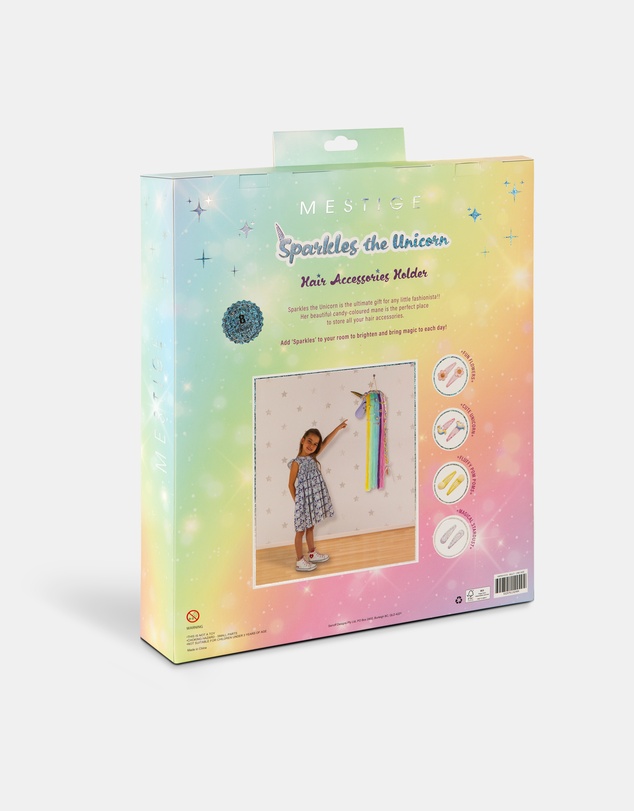 Mestige Kids - Sparkles Unicorn Hair Accessory Holder - Includes 4 Sets of Hair Clips