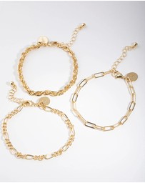 Lovisa - Gold Statement Mixed Chain Pack Bracelet