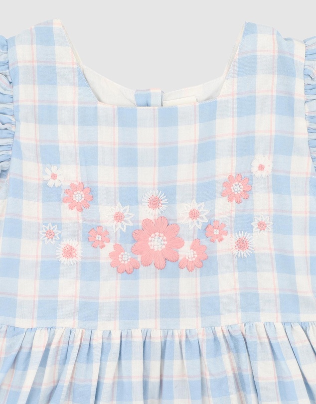Bebe by Minihaha - Bonnie Check Organic Embroidered Dress - Kids