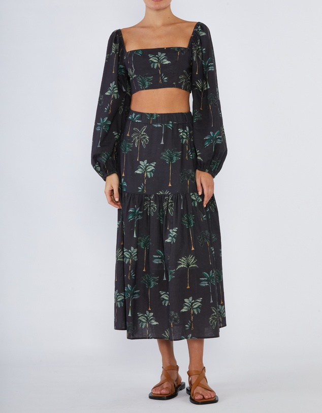 Amelius - Palmira Linen Tie-Back Crop Top