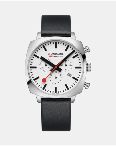 Mondaine - Official Swiss Railways Grand Cushion Vegan Grape Leather Watch Set