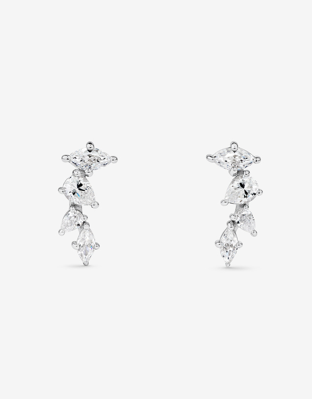Michael Hill - Cubic Zirconia Vine Stud Earrings in Sterling Silver