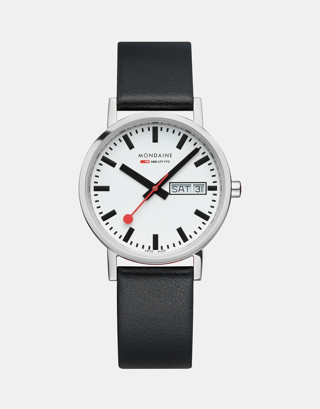 Mondaine - Official Swiss Railways Classic DayDate Vegan Grape Leather Watch