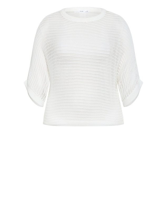 City Chic - Plus size Crochet Knit Resort Top - creme