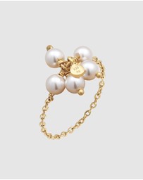 Elli Jewelry - Ring Pearl Flower Everyday 925 Sterling Silver Gold-Plated