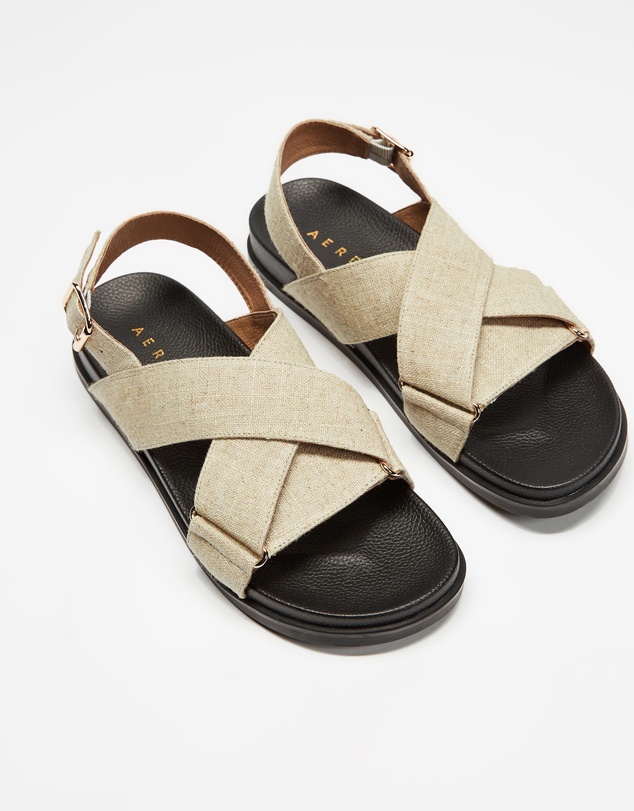 AERE - Linen Crossover Sandals
