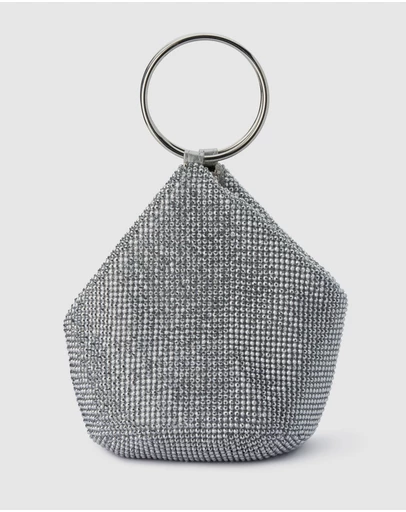 Olga Berg - Ellie Crystal Mesh Ring Handle Bag
