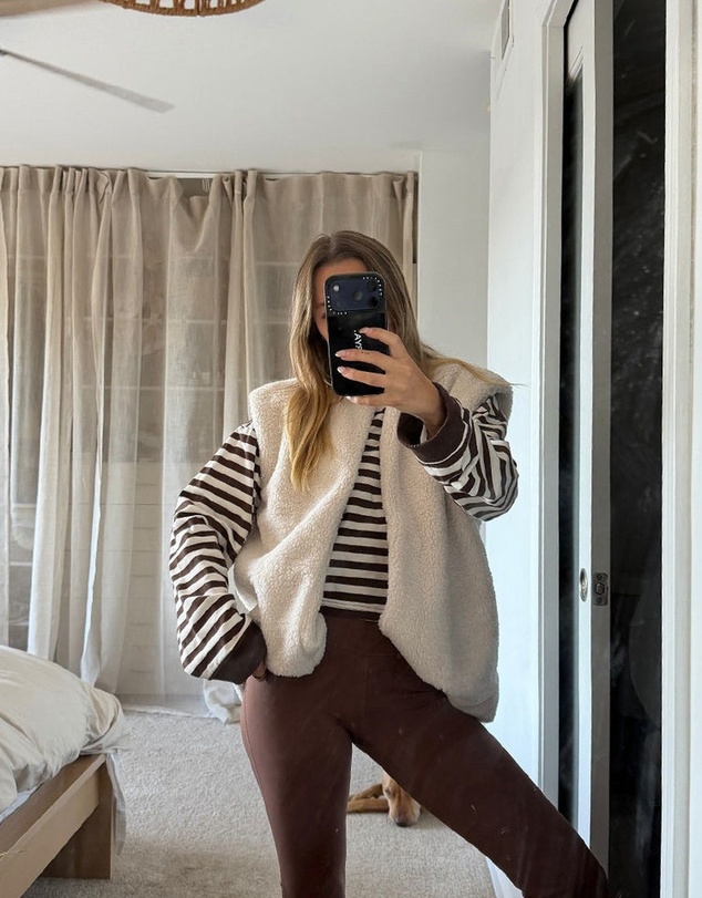 Beginning Boutique - So Breezy Chocolate Stripe Long Sleeve Top